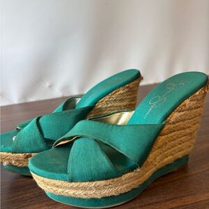 Jessica SIMPSON Teal WEDGE sandals